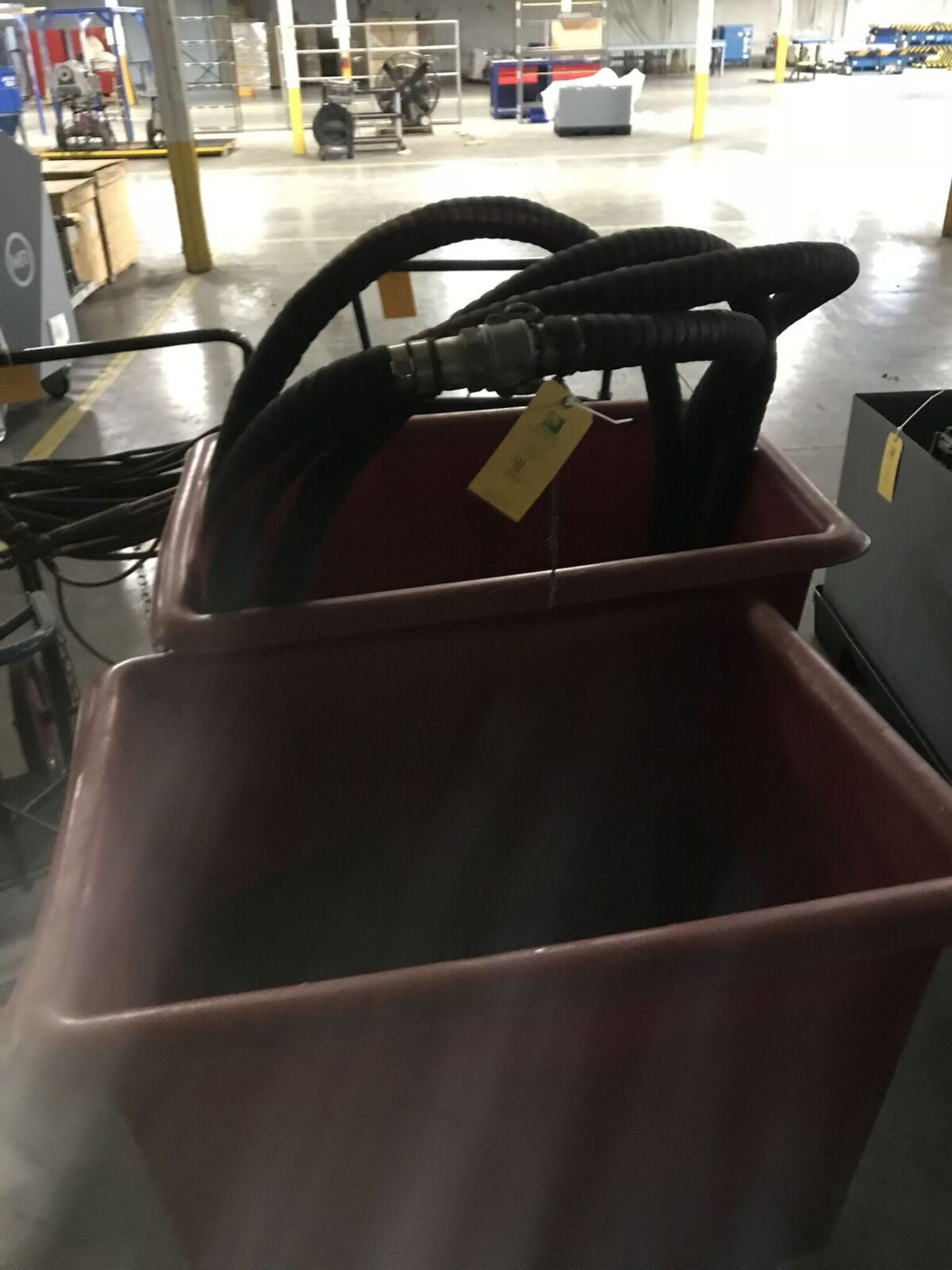 Two Red Wheeled Containers w/ Hoses, Rigging Fee $20