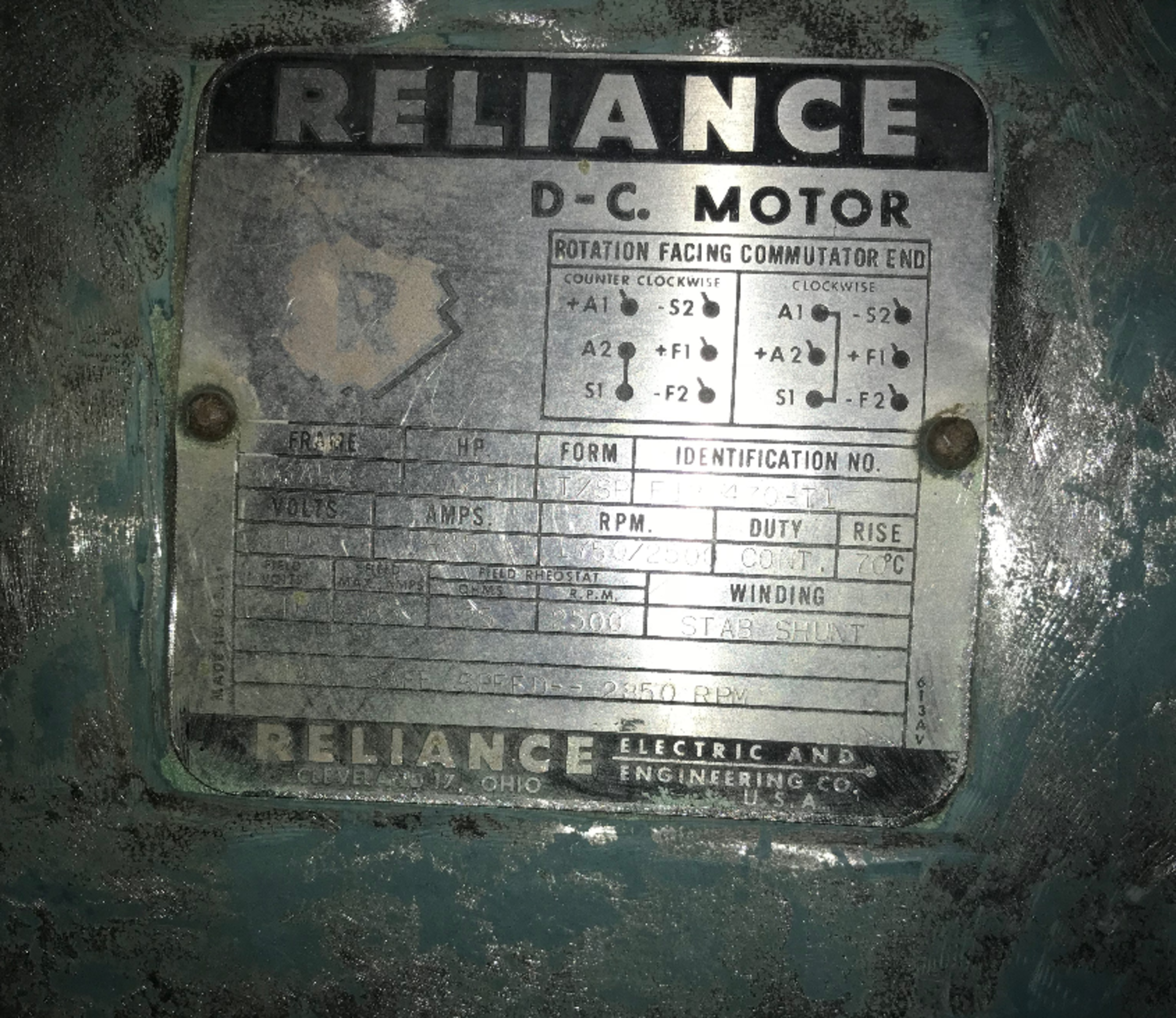 Reliance Motor and Gearbox: Motor 125 HP, 240 Volts, 1750/2500 RPM, ID# F129470-T1; Gearbox ID# - Image 4 of 4