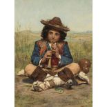 Coninck, Pierre Louis Joseph (1828 Meteren 1910) Der kleine Flötenspieler. Öl auf Leinwand. Unten