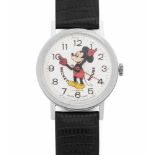 Bradley Mickey Mouse Runde, mechanische Armbanduhr 1965 mit Handaufzug in Stahlgehäuse. Boden