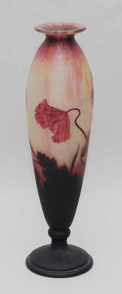 Grosse Vase, Daum Um 1905. Nancy. Farbloses Glas mit milchigweiss-gelb-violetten - Bild 4 aus 9