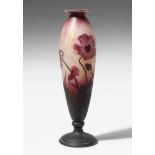 Grosse Vase, Daum Um 1905. Nancy. Farbloses Glas mit milchigweiss-gelb-violetten