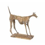 Fischer, Franz (Prag 1900–1980 Zürich) Bellender Hund. 1958. Bronze. Auf dem Bronzesockel signiert