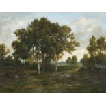 Richet, Léon (Solesmes 1847–1907 Paris) "Clairière dans la forêt de Fontainebleau". Öl auf Holz.