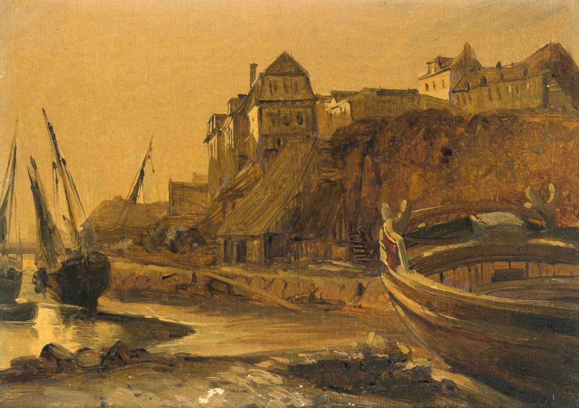 Ulrich, Johann Jakob II. (Andelfingen 1798–1877 Zürich) "Hafenstadt am Meer", um 1833. Ölstudie