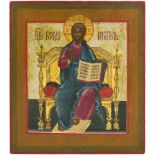 Thronender Christus Pantokrator Russisch, 1.Hälfte 19.Jh. Tempera über Kreidegrund auf Holz. Im