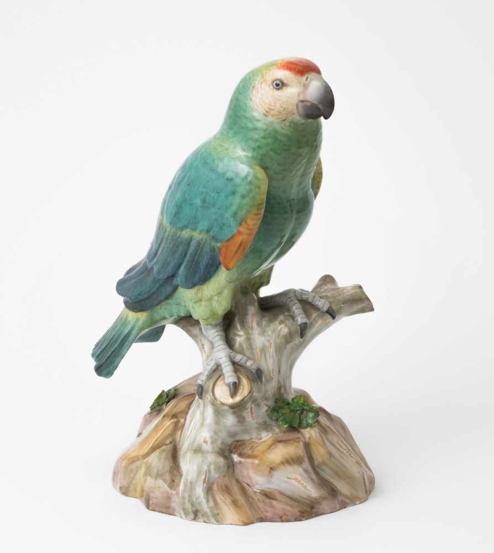 Papagei, Meissen Ende 19.Jh. Modell von Ernst August Leuteritz (zugeschrieben), Modelljahr 1849–