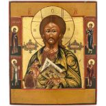 Christus Pantokrator Russisch, Schule von Jaroslaw, 1.Hälfte 19.Jh. Tempera über Kreidegrund auf