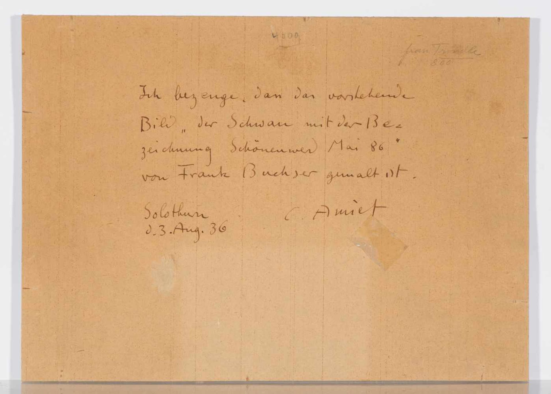 Buchser, Frank (1828 Feldbrunnen 1890) Schwanenstudie, 1886. Öl auf Leinwand über Karton. Rechts mit - Bild 3 aus 11
