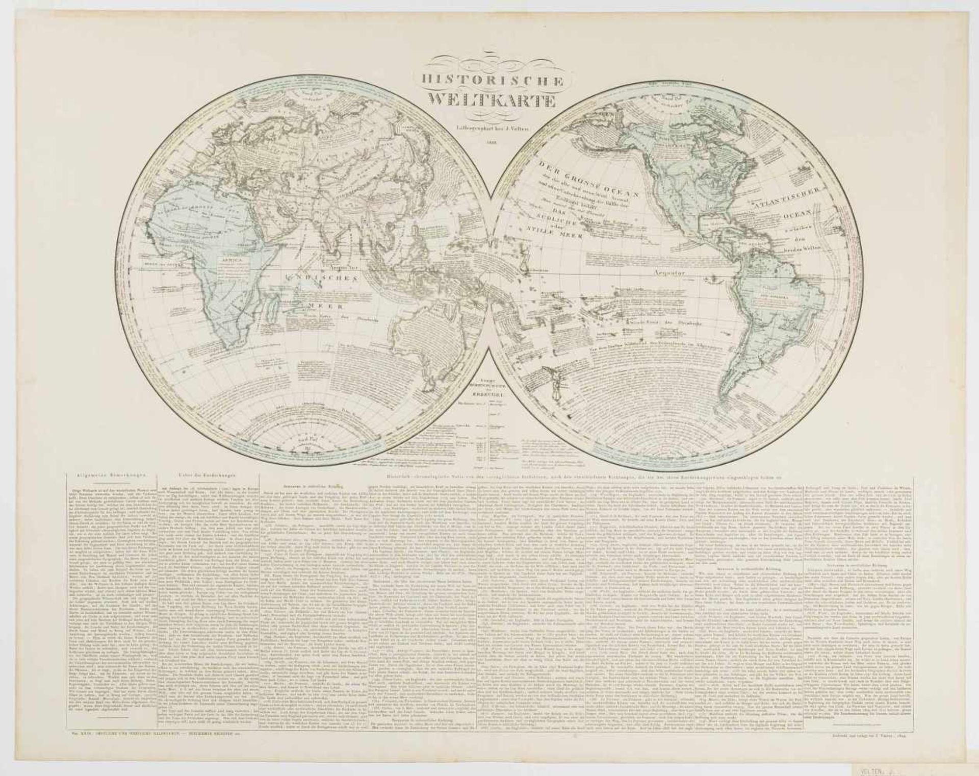 Weltkarte "PLANIGLOBII TERRESTRIS Mappa Universalis Utrumq' Hemisphaerium Orient et Occidentale - Bild 2 aus 3