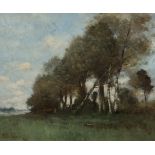 Trouillebert, Paul Désiré (1829 Paris 1900) "Paysage à Picquigny sur Somme". Öl auf Leinwand.