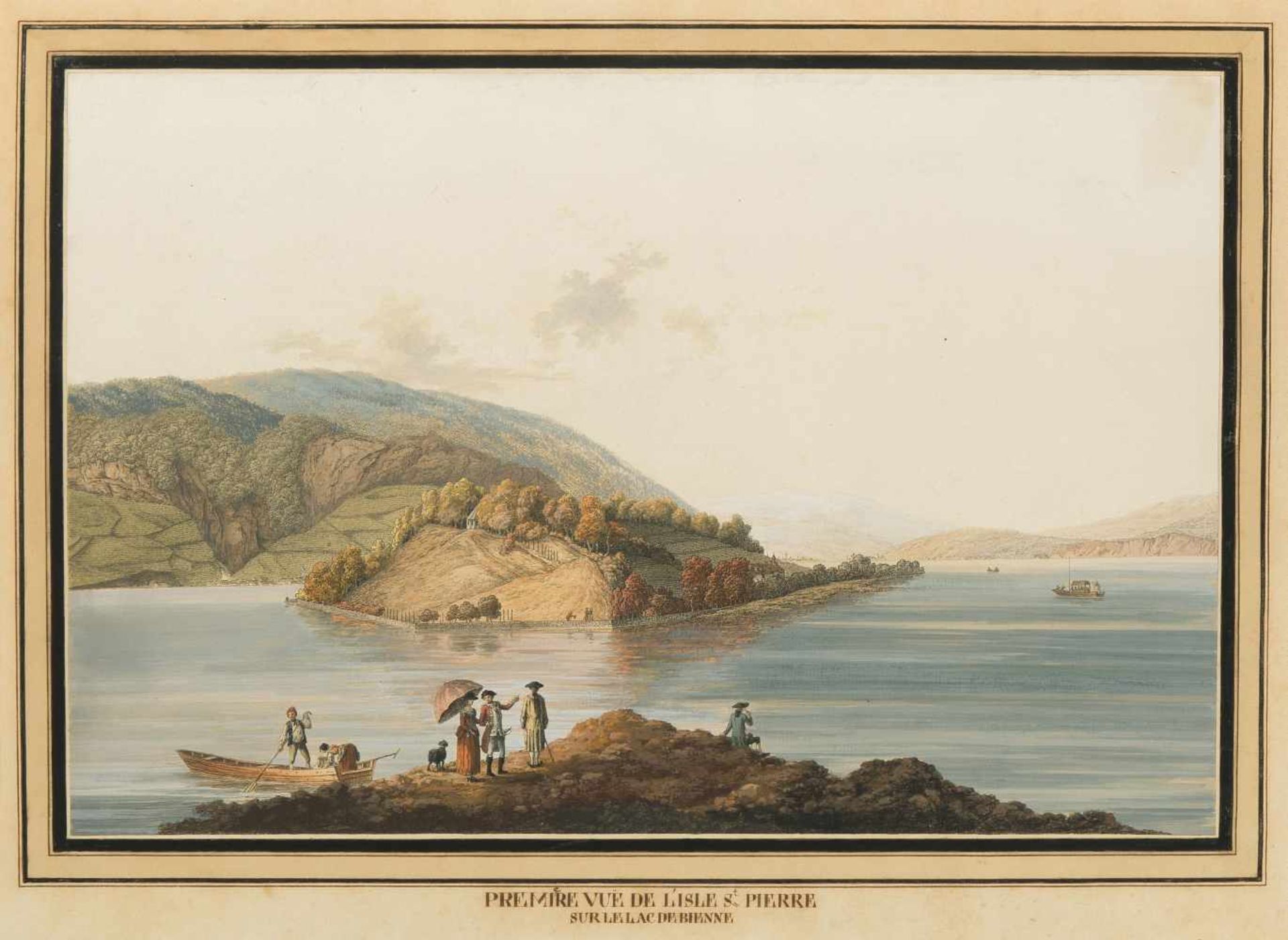 Hartmann, Johann Joseph (Mannheim 1753–1830 Cotterd) "Premiere Vuë De l'Isle St. Pierre Sur Le Lac - Bild 2 aus 2