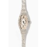 Diamant-Damenarmbanduhr Perla Watch Co. Art Déco, um 1920. Platin/Weissgold. Handaufzug.
