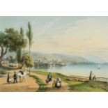 Deroy, Isidore Laurent (1797 Paris 1868) "Zug, Vue prise de la route de Lucerne". Teilkol.