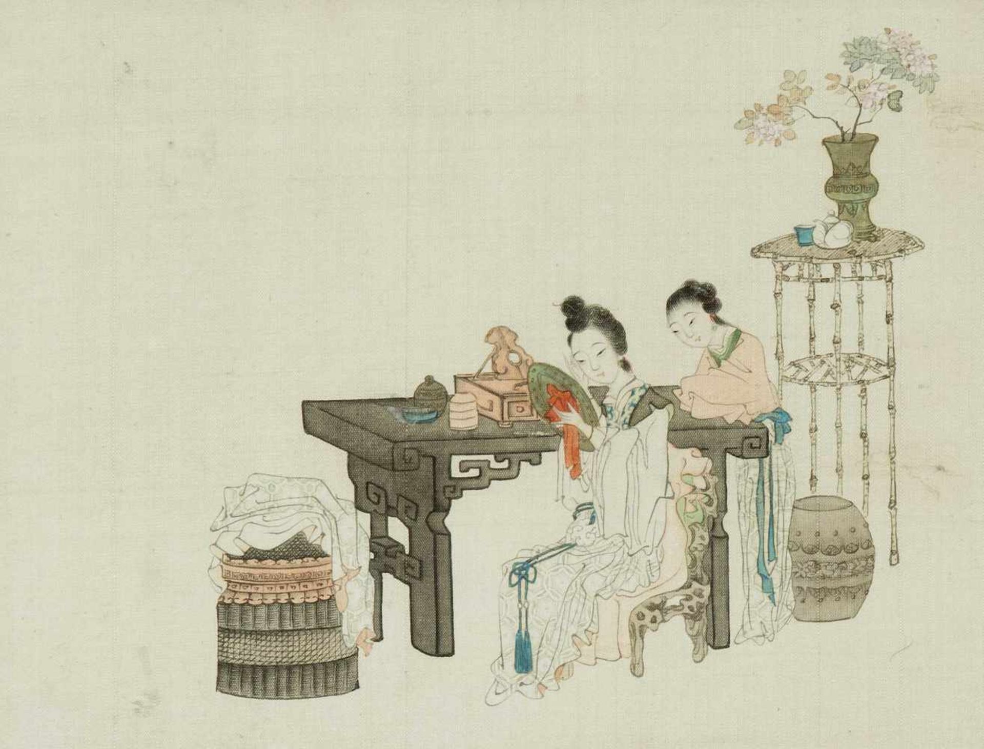 3 anonyme Malereien China, Qing-Dynastie. Tusche und Farben auf Seide. Drei feine Darstellungen - Bild 7 aus 14