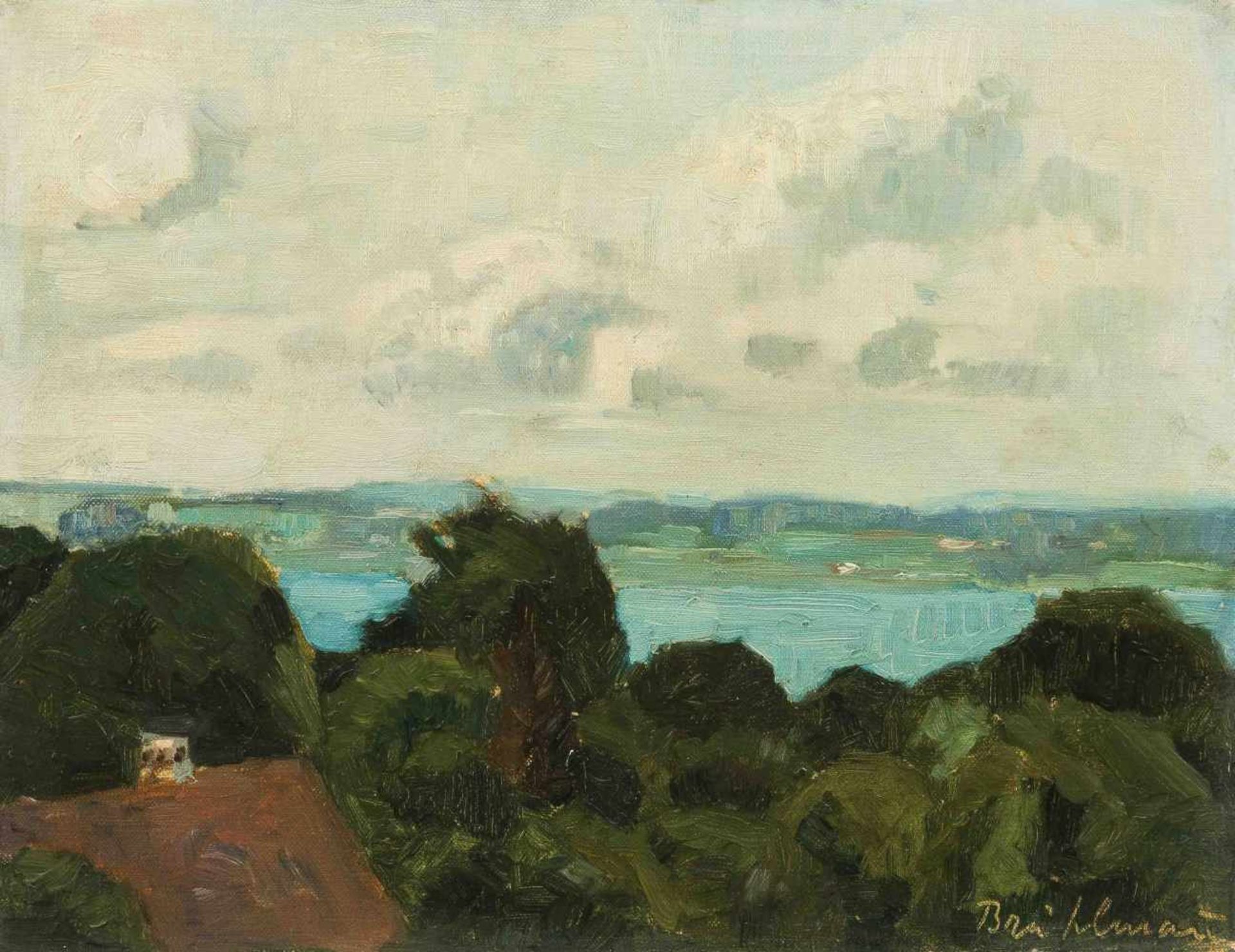 Brühlmann, Hans (Amriswil 1878–1911 Stuttgart) "Blick über den Bodensee", vor 1900. Öl auf