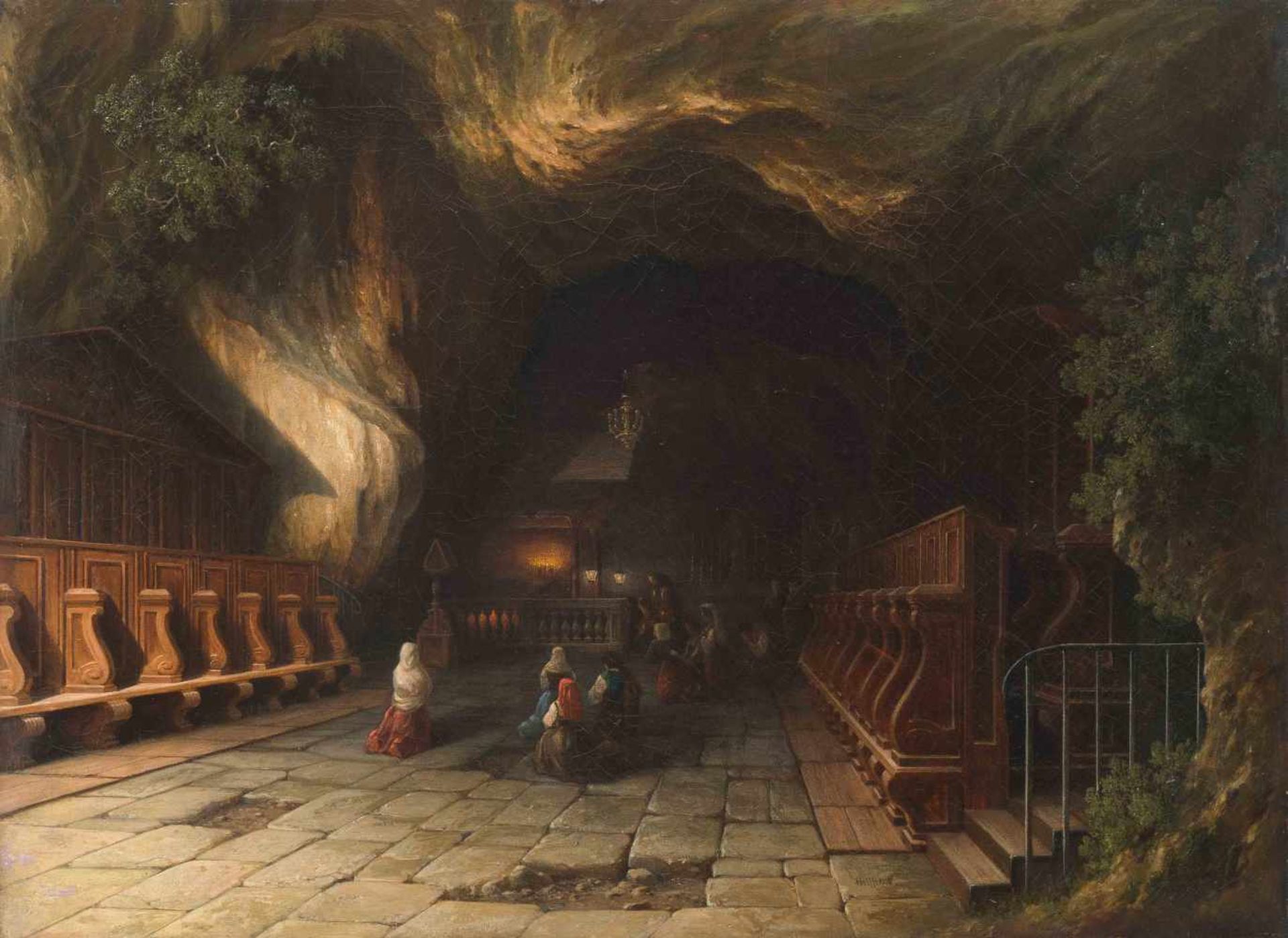 Helfft, Julius (1818 Berlin 1894) Grotte zur heiligen Rosalia auf dem Monte Pellegrino bei