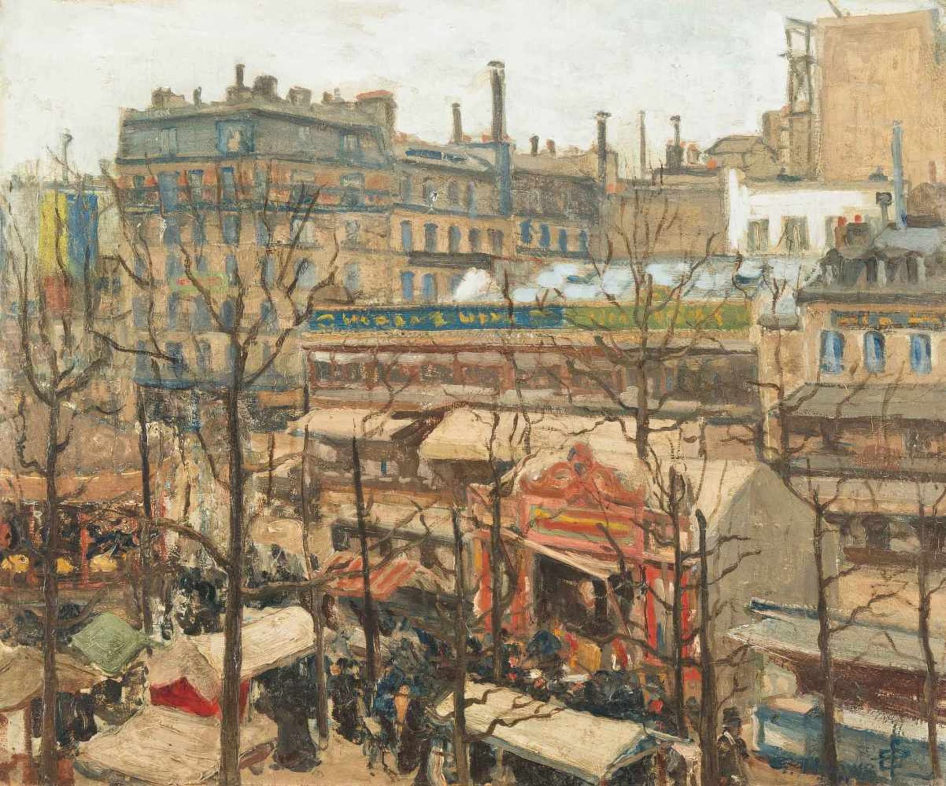 Barwolf, Georges (Brüssel 1872–1935) Belebter Pariser Platz. 1911 (oder 1914?). Öl auf Leinwand.