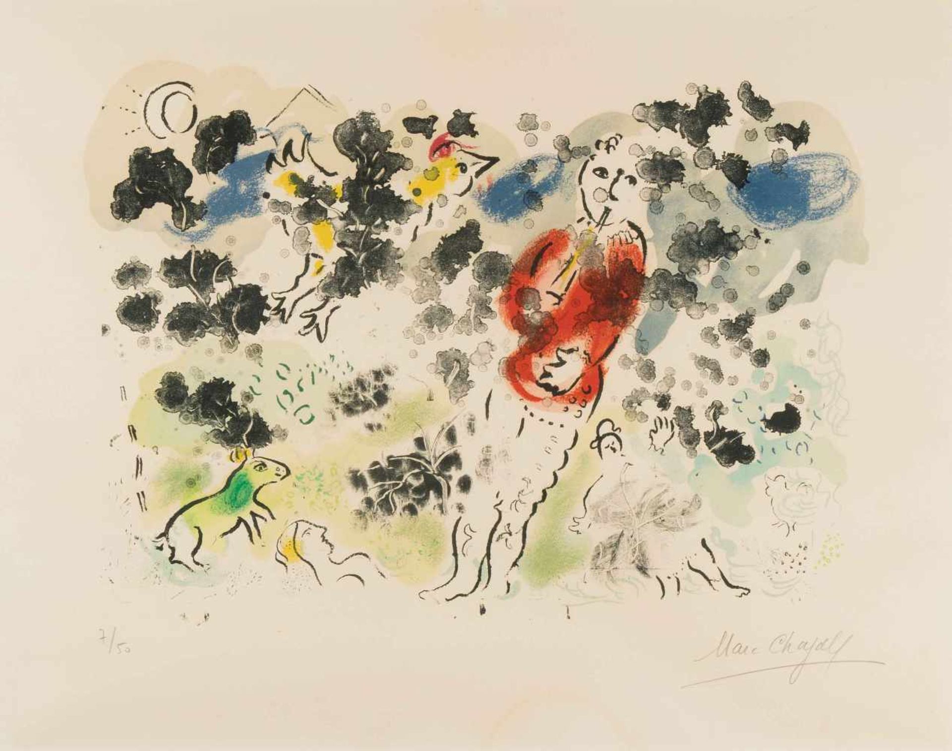 Chagall, Marc (Witebsk 1887–1985 Saint-Paul de Vence) "Le Clown à la Flûte I". 1970.