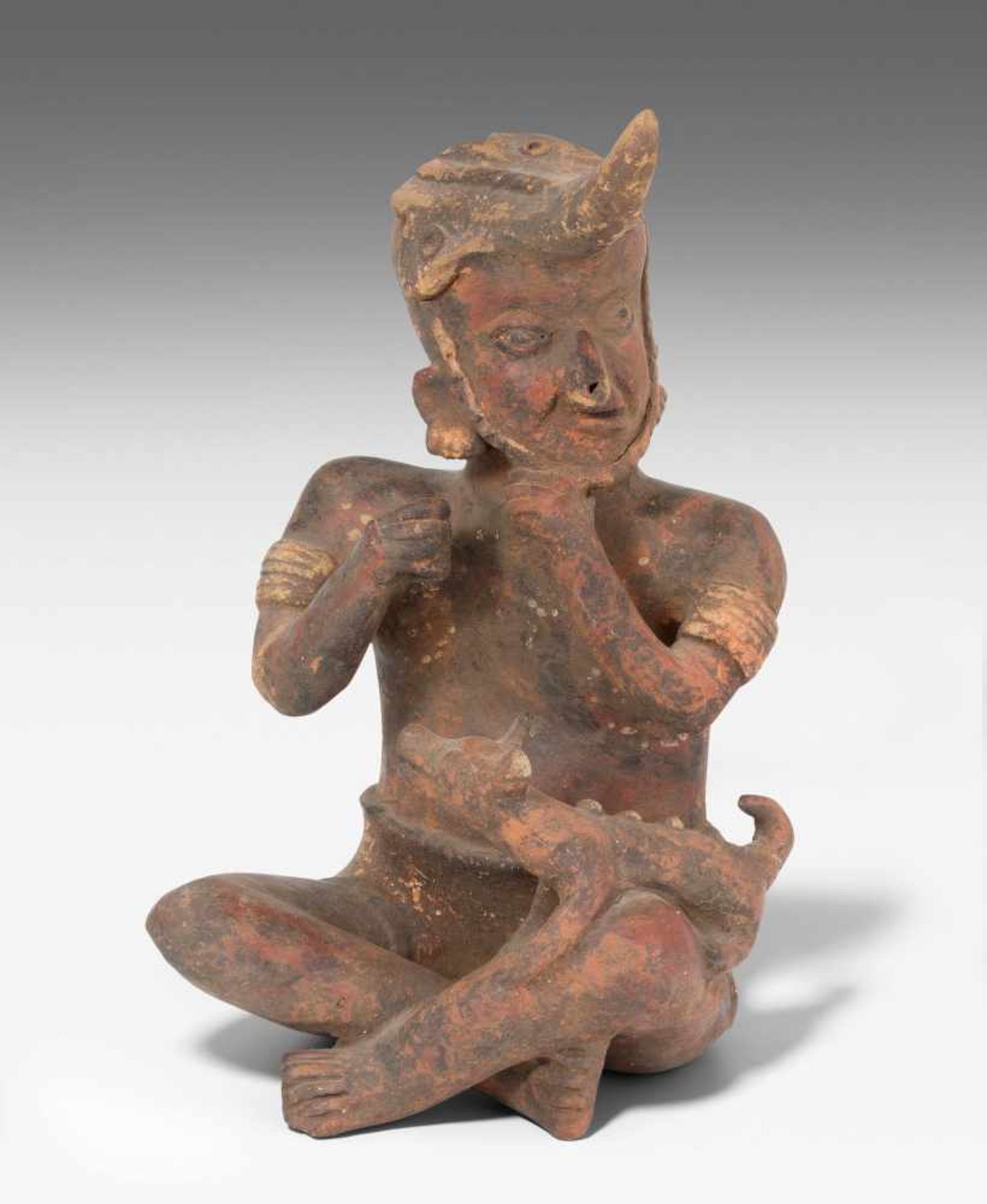 Sitzende Figur Westliches Mexico, Jalisco, 200–300 n.C. Ton, rot bemalt mit Details in schwarz und
