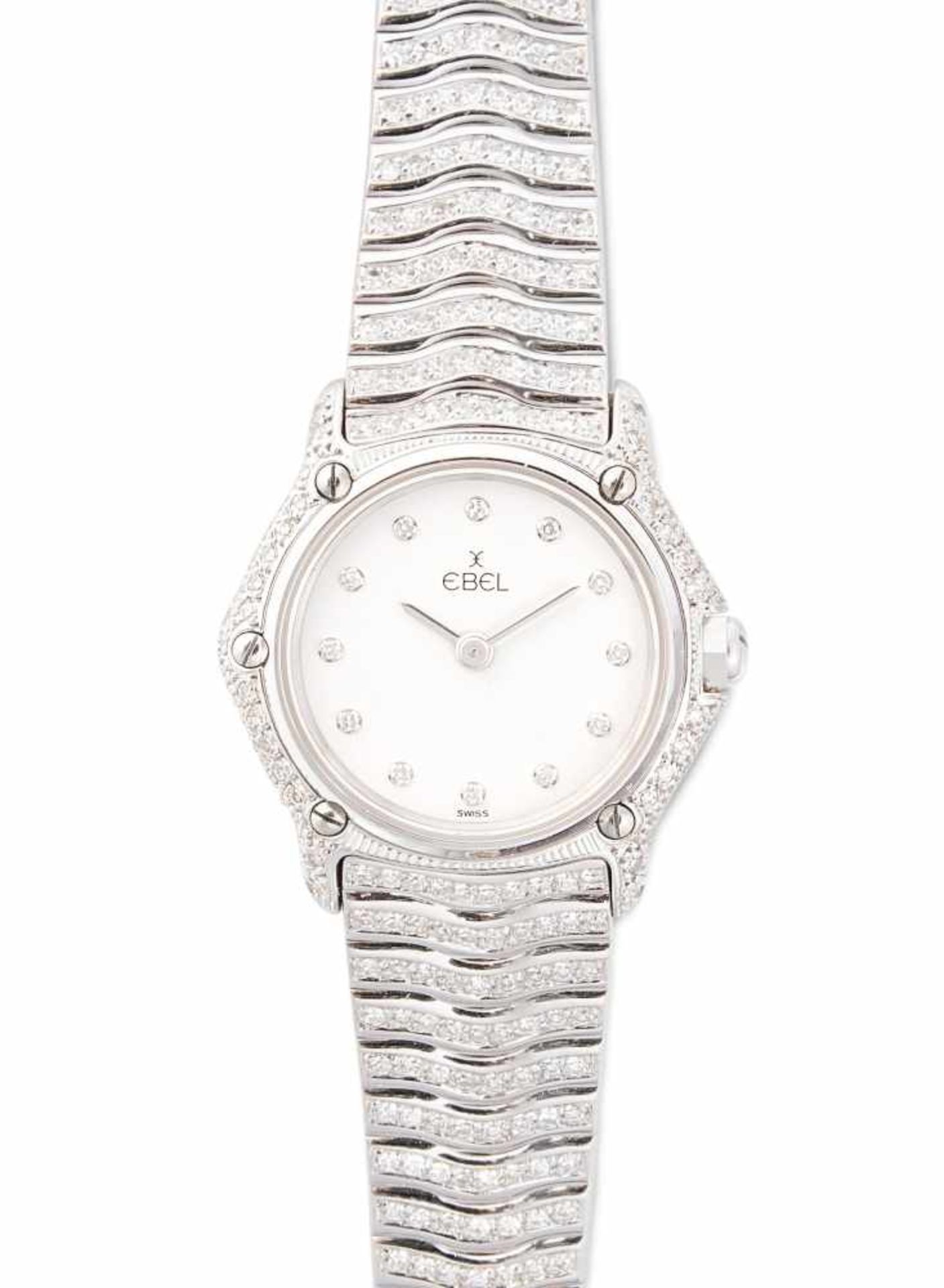 Ebel Diamant-Damenarmbanduhr Classic Wave Mini. Ref. 866901/866910/0940. Quartzwerk. Gehäuse Nr.