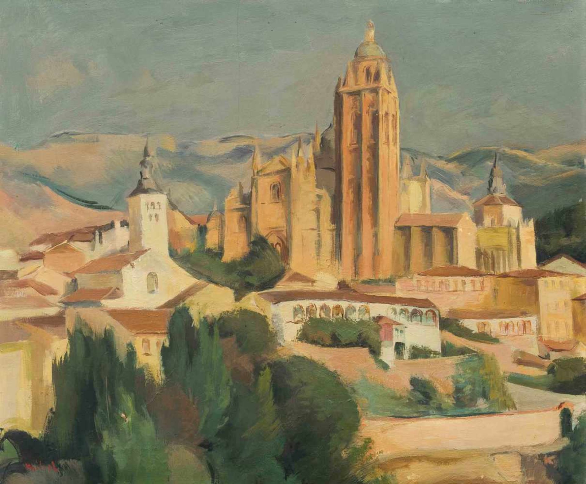 Milich, Adolphe (Tyszowce 1884–1964 Paris) Segovia, die Kathedrale. Öl auf Leinwand. Unten links