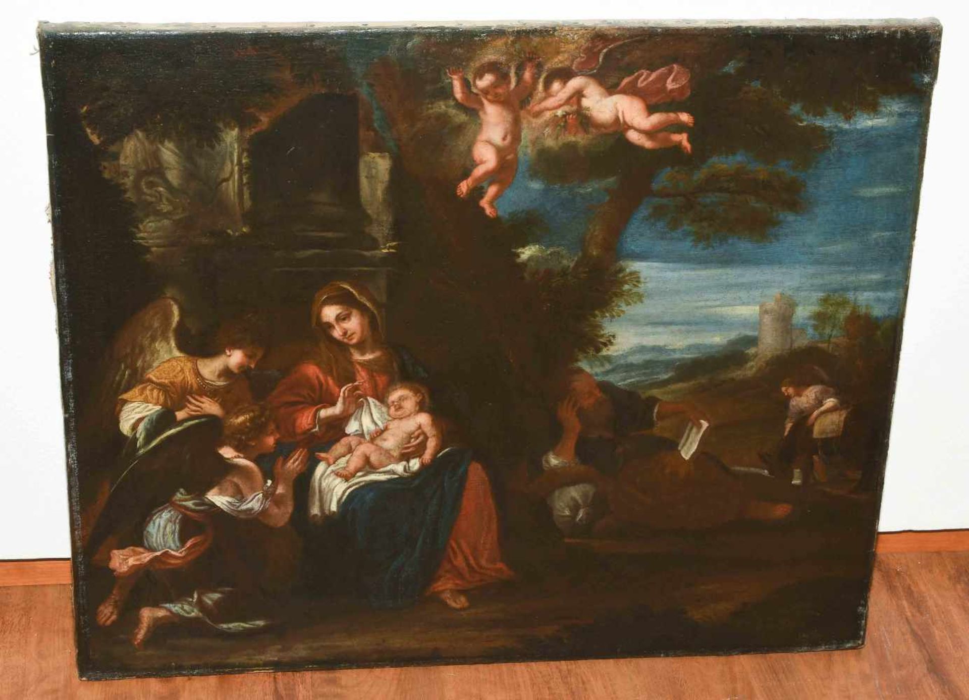 Mola, Pier Francesco (Coldrerio 1612–1666 Rom) Nachfolger d. 18.Jhs. Ruhe auf der Flucht nach - Bild 2 aus 10