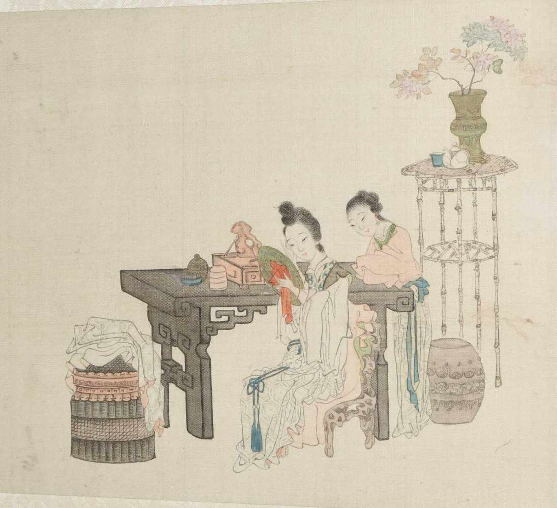 3 anonyme Malereien China, Qing-Dynastie. Tusche und Farben auf Seide. Drei feine Darstellungen - Bild 13 aus 14