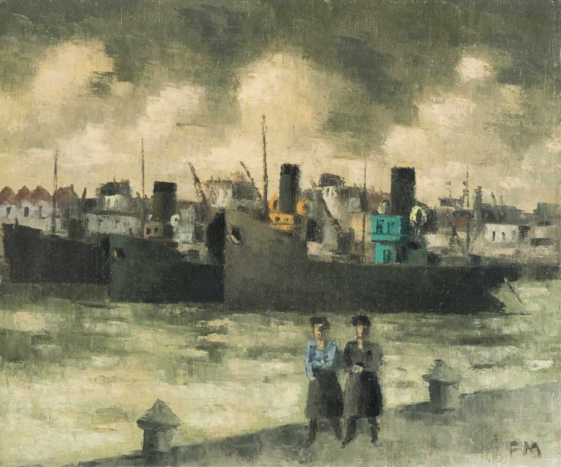 Masereel, Frans (Blankenberghe 1889–1972 Avignon) "Port de Boulogne". 1929. Öl auf Leinwand. Unten