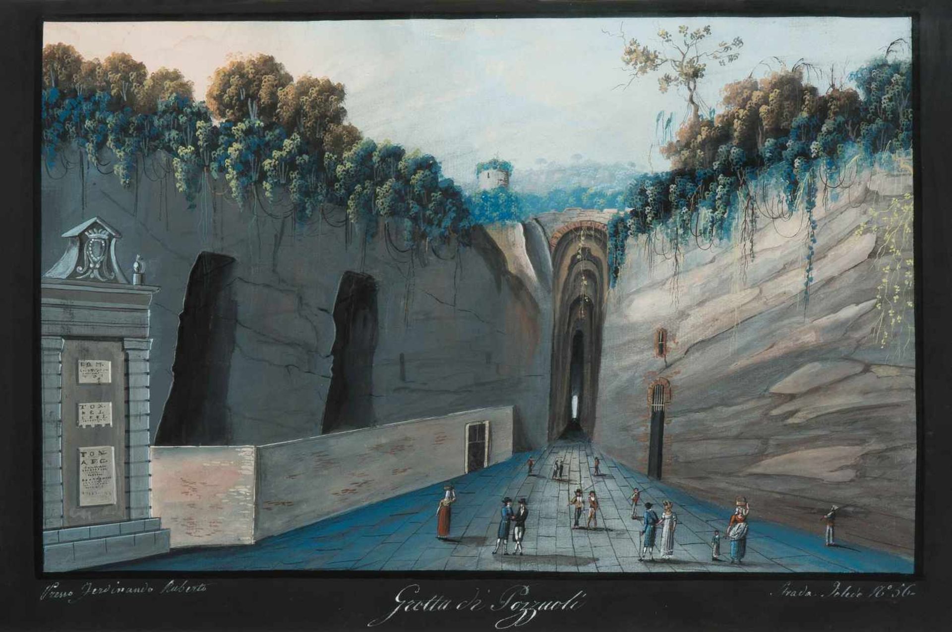 Roberto, Ferdinando(Tätig, Neapel 1.H.19.Jh.)"Grotta di Pozzuoli". Gouache, um 1840. 29,5x40,5 cm. - Bild 2 aus 2