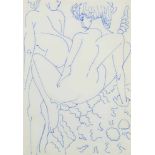 Frank, Edvard(Korschenbroich 1909–1972 Saarlouis) Liebesspiel. Blaue Tinte auf Papier. Verso mit