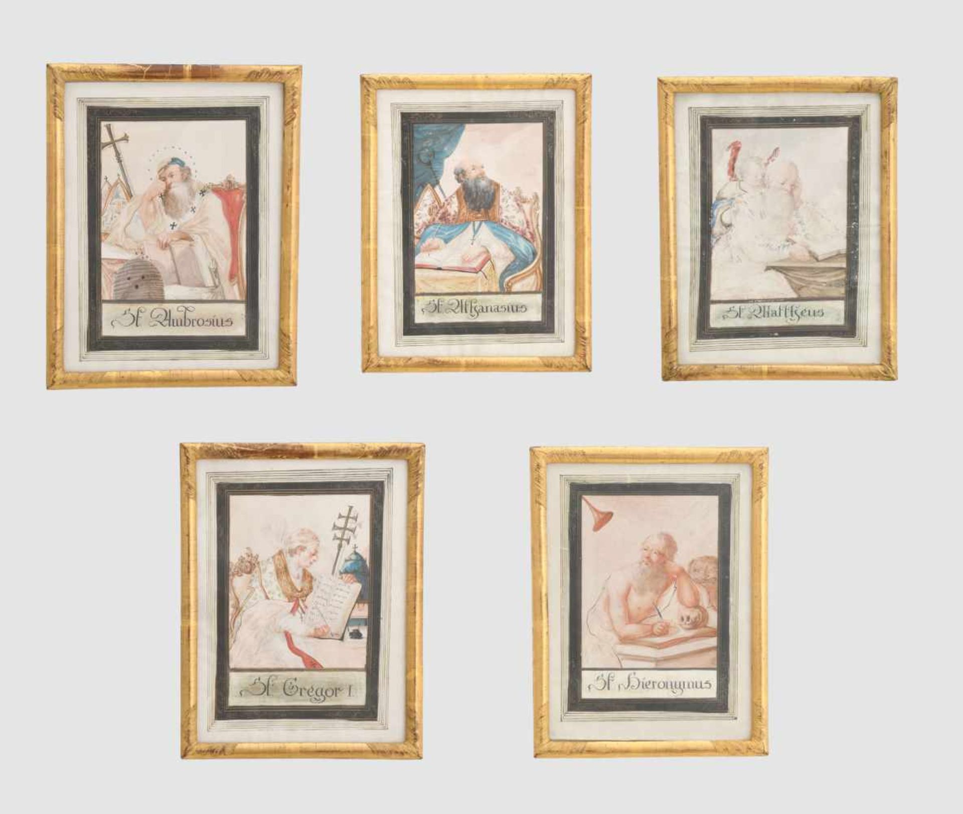 Serie von 4 kleinen AndachtsbildernSüddeutsch, Ende 18. Jh. Deckfarben auf Papier. Die vier