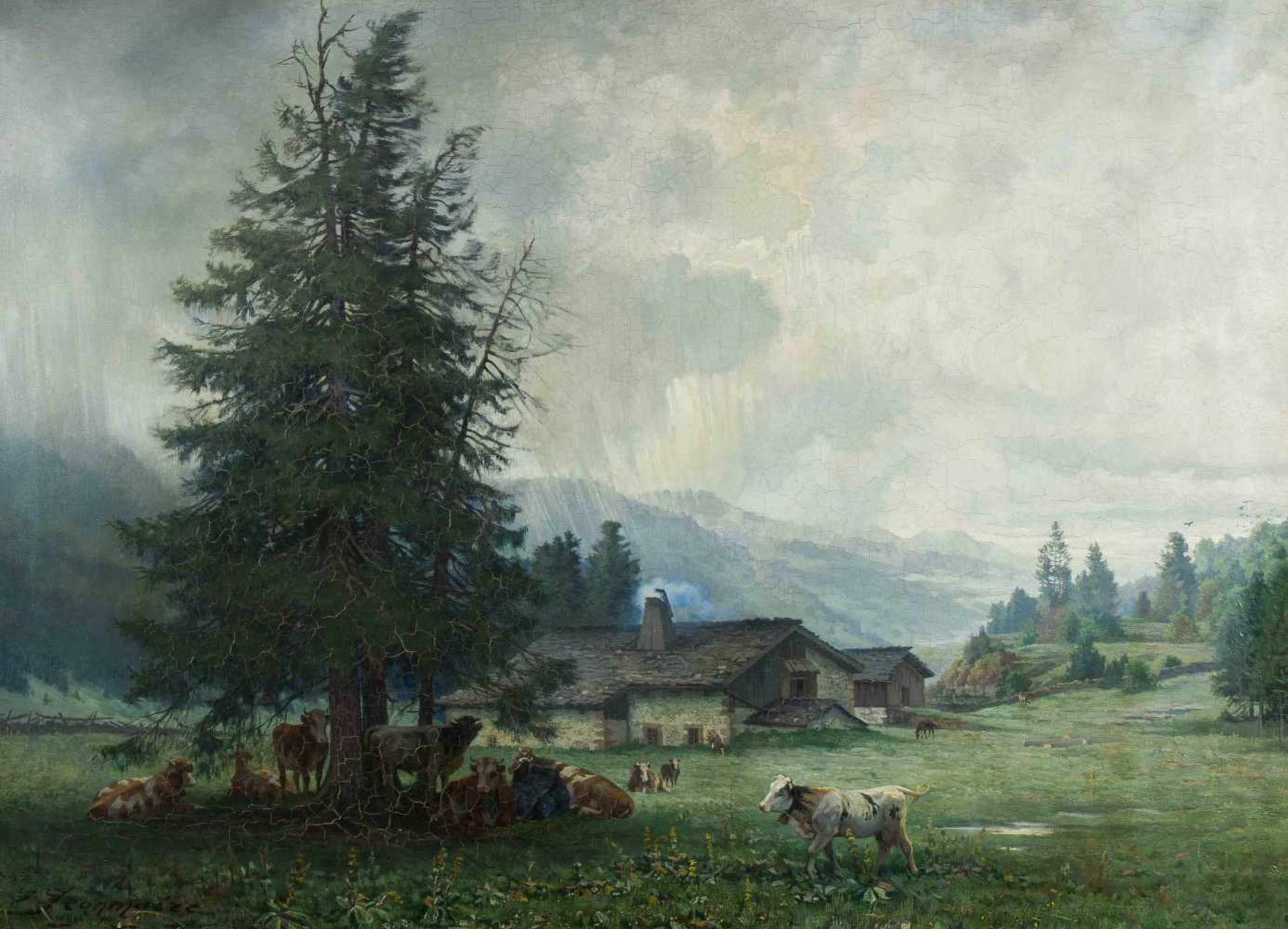 Jeanmaire, Edouard(La Chaux-de-Fonds 1847–1916 Genf)"Effet de pluie en Juillet à l'entrée de la