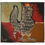 Lurçat, Jean(Bruyères 1892–1966 Saint-Paul-de-Vence)"Coq Tell". Tapisserie. Unten links eingewebte