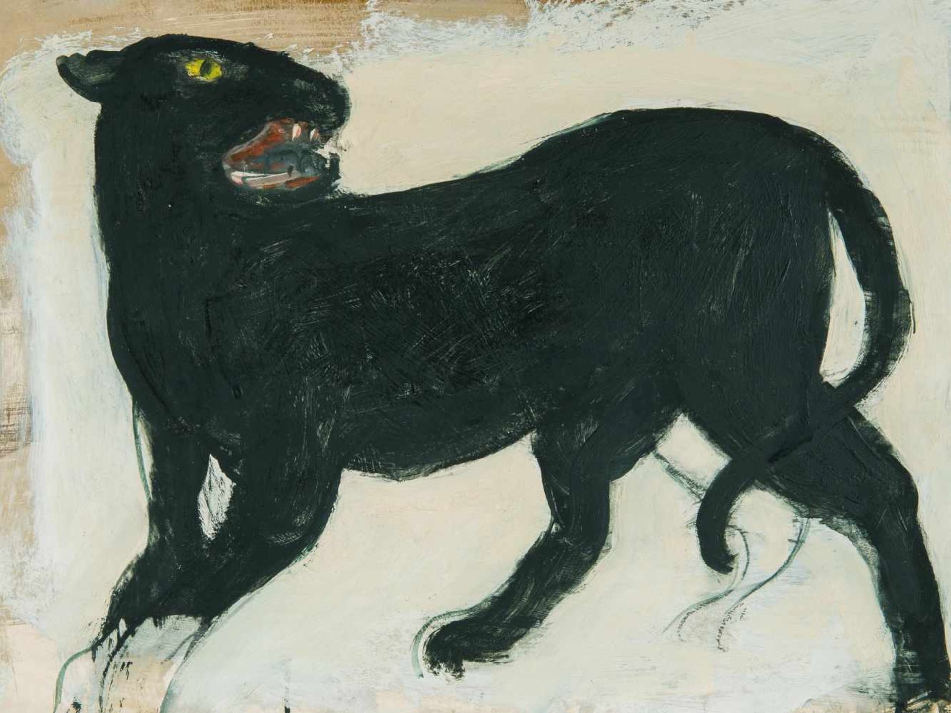 Comensoli, Mario(Lugano 1922–1993 Zürich)"La panthère noir", 1977. Öl und Tempera auf