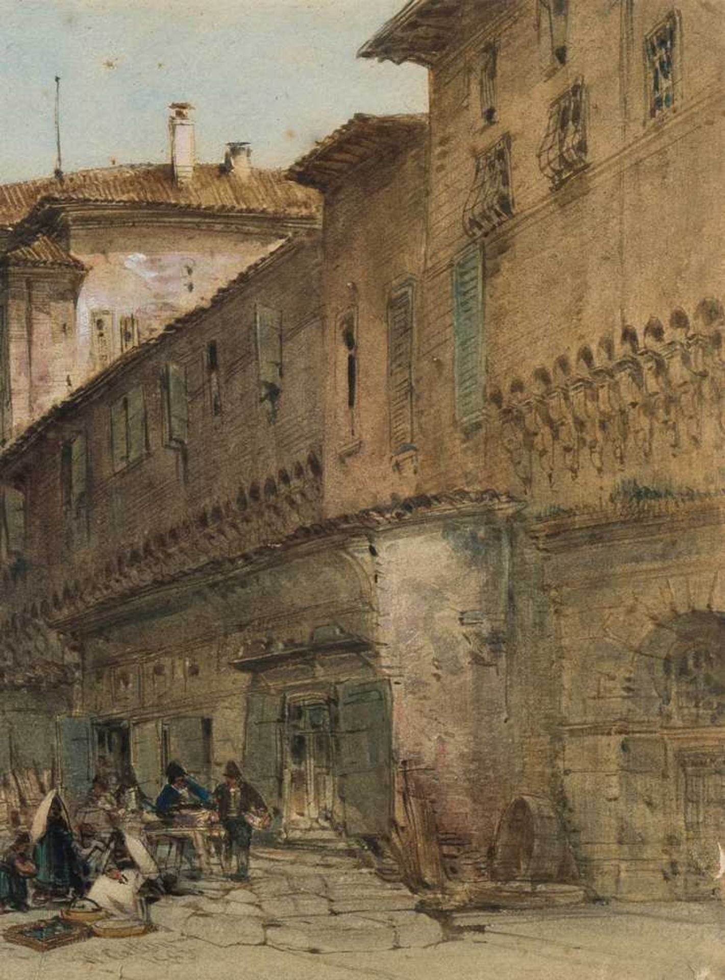 Callow, William (Greenwich 1812–1908 Great Missenden) Strassenpartie in Bologna. Aquarell, voll