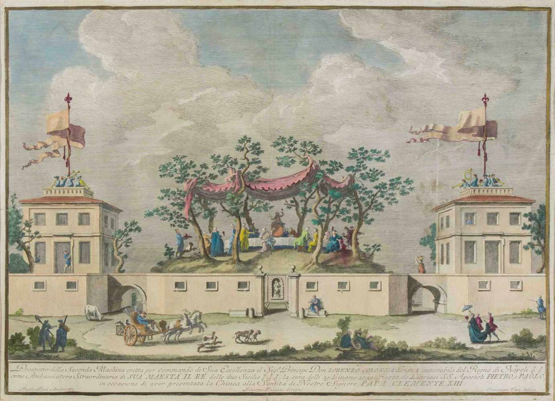 Vasi, Giuseppe(Corleone 1710–1782 Rom) undPozzi, Giuseppe (1723 Rom 1765) Chinèa-Fest in Rom. - Bild 5 aus 7