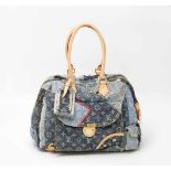 Louis Vuitton, Tasche "Bowly"Sommer-Collection 2007. Monogram Denim Patchwork. Zwei Henkel aus