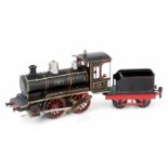 Märklin-Dampflokomotive "21" mit TenderDeutschland, um 1904. Schwarz lackiert. Spur I. 2-achsig. Mit