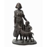 Brem, Rolf(Luzern 1926–2014 Luzern)Mutter mit Kind und Hund. Bronze. 2/7. Auf dem Bronzesockel