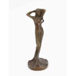 Julien Causse (Entwurf)(Frankreich 1869–1909) Junge Frau. Bronze, braun patiniert. Bezeichnet: J.