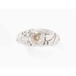 Diamant-Ring750 Weissgold. 1 Altschliff-Diamant von ca. 1.30 ct Q/R-P1. Gr. 61, 14 g.