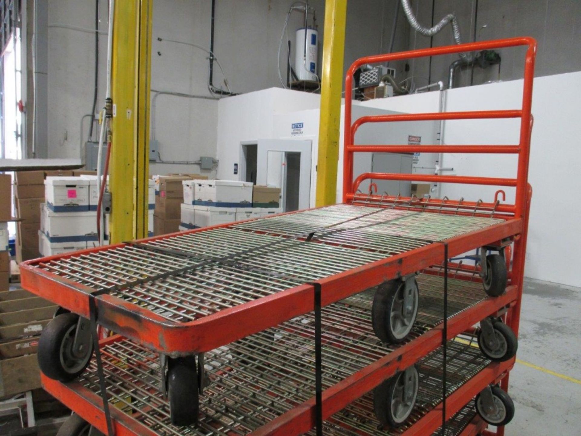 Orange Steel 6Wheel Shipping Cart
