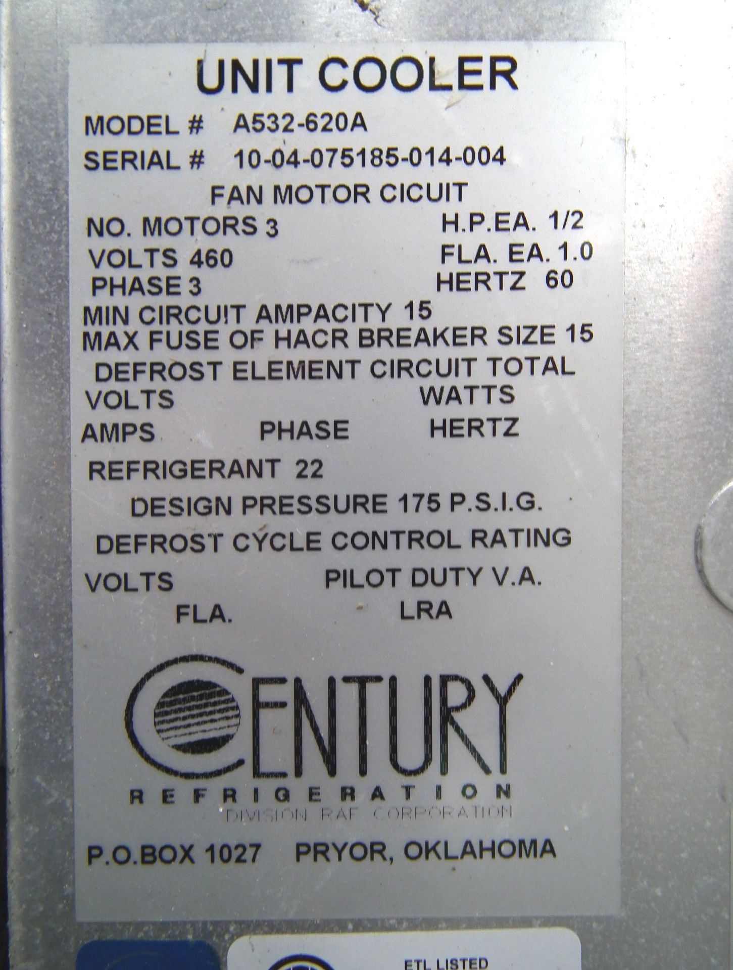 Century A Series Unit Coolers Evaporator Condenser - Image 4 of 6
