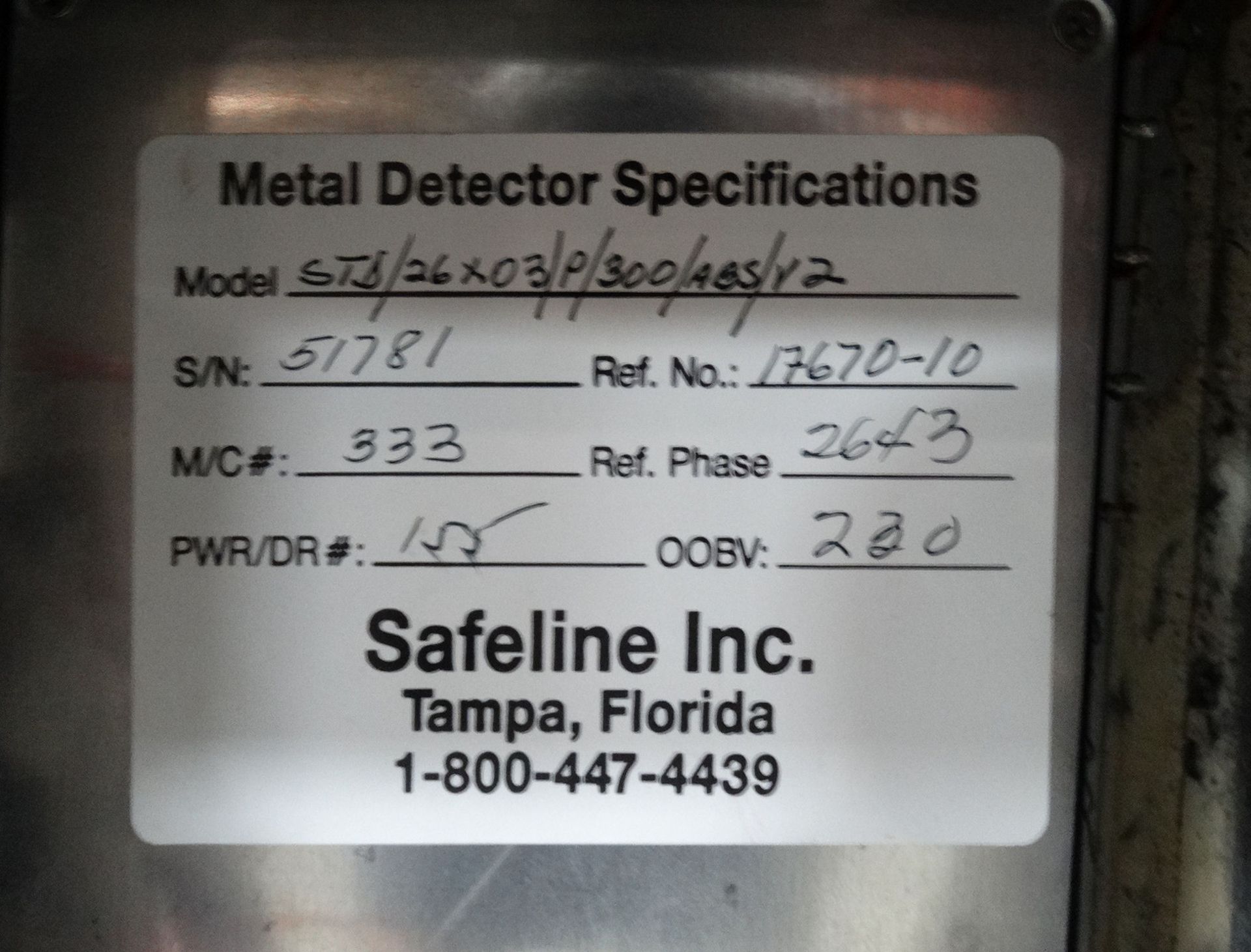 Safeline STD/26x03/P/300/ABS/Y2 Metal Detector - Image 11 of 12