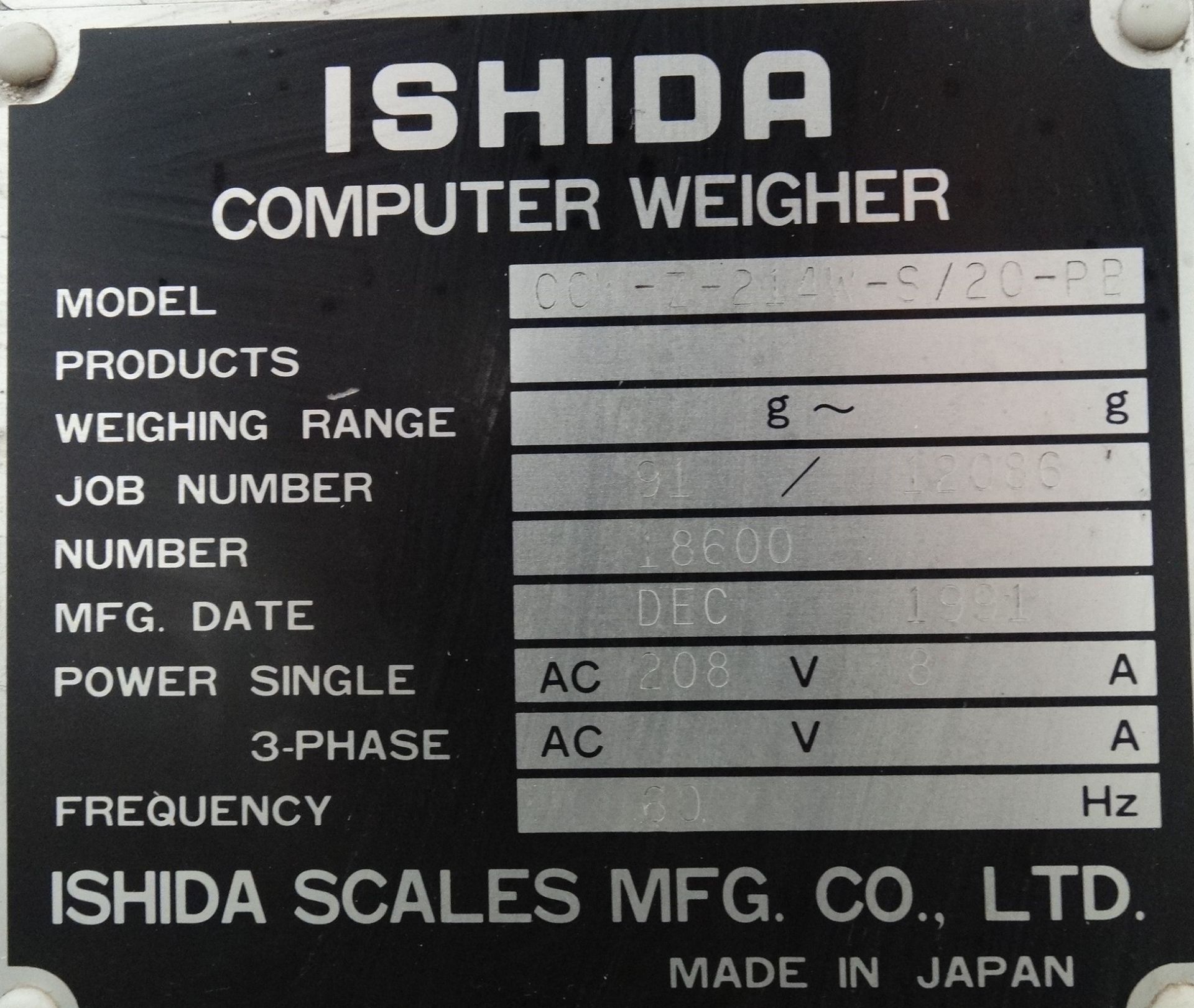 Ishida Computer Weigher Scale 14 Heads CCW-Z-214W - Image 8 of 8