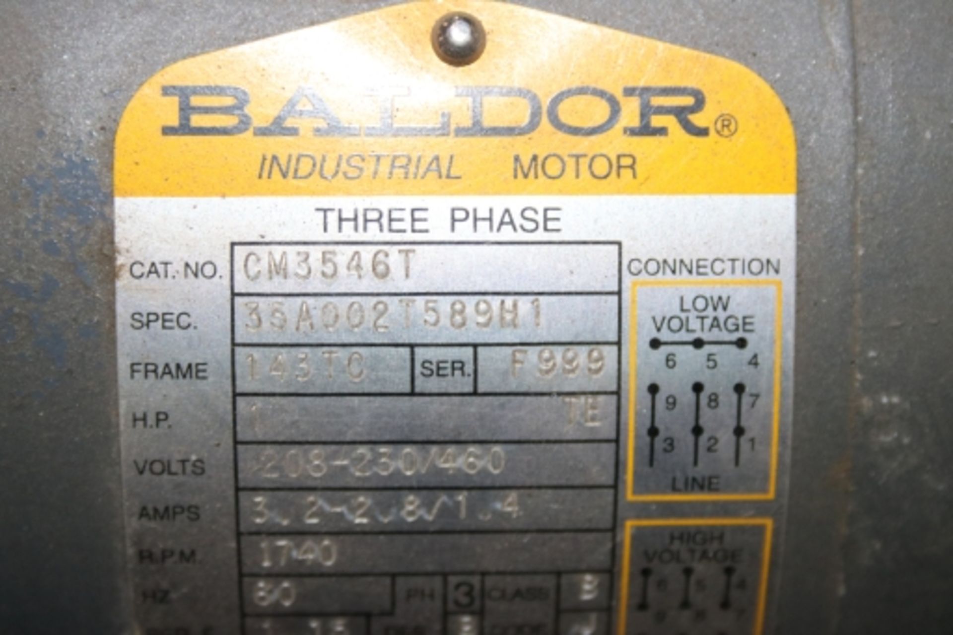Baldor Industrial Motor, 1 hp/1740 rpm - Image 3 of 8