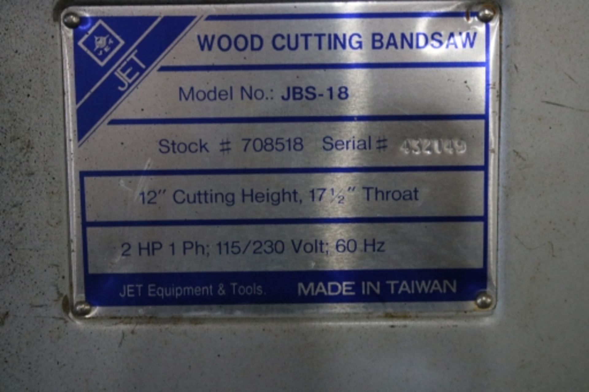 Jet Bandsaw JBS-18 (converted to metal cutting) - Image 3 of 7