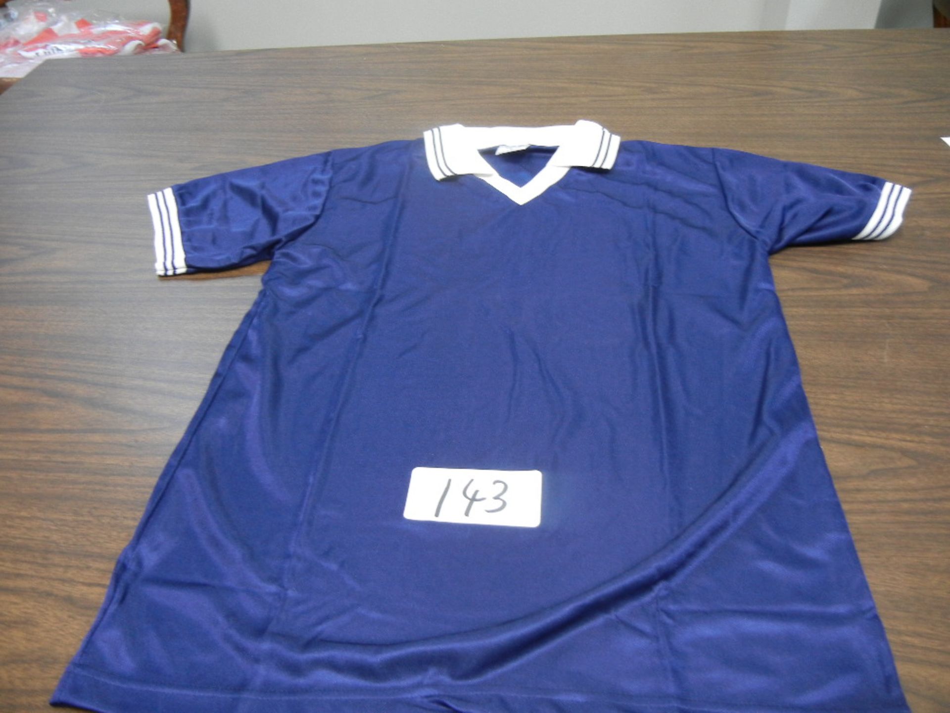 Case of Adult Soccer Jersey Hi-Sheen V-Neck, 1/4 Sleeves, Knit Collar VKM# A696l,