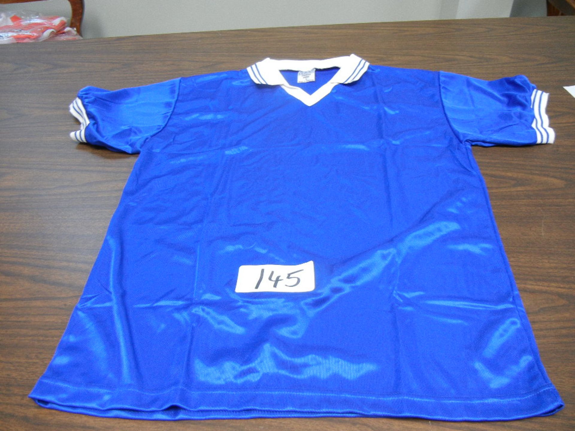 Case of Adult Soccer Jersey Hi-Sheen V-Neck, 1/4 Sleeves, Knit Collar VKM# A696